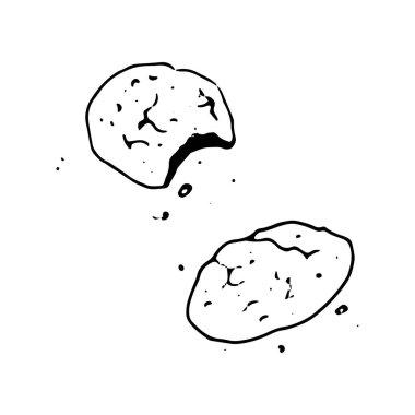 Kurabiye el karalama ikonu. Beyaz arkaplanda izole edilmiş tatlı pasta koleksiyonunun vektör çizimi