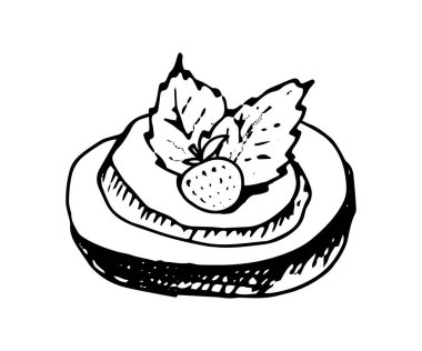 Kurabiye el karalama ikonu. Beyaz arka planda izole edilmiş tatlı hamur işlerinin çizimi