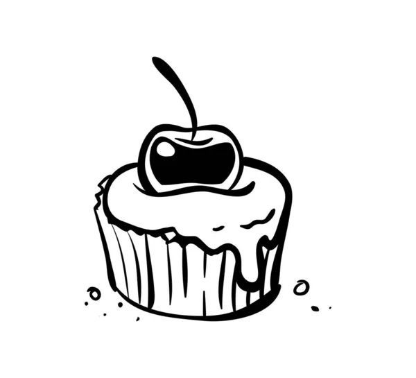 Cupcake eller muffin handritad vektor illustration — Stock vektor
