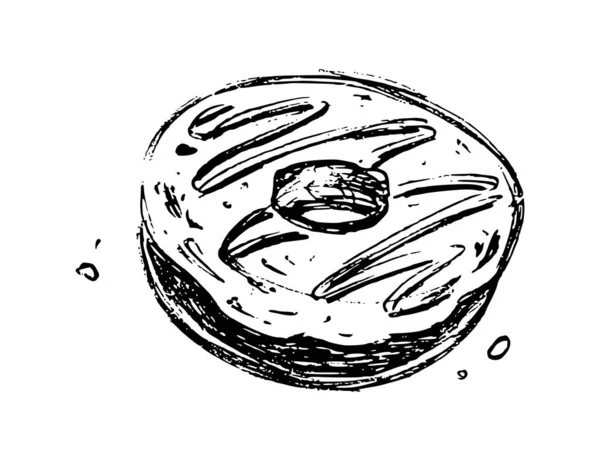 Donut handgezeichnete Vektorskizze Illustration — Stockvektor