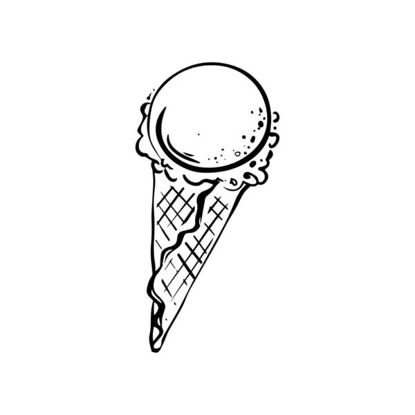 Icona doodle vettoriale disegnata a mano cono gelato — Vettoriale Stock