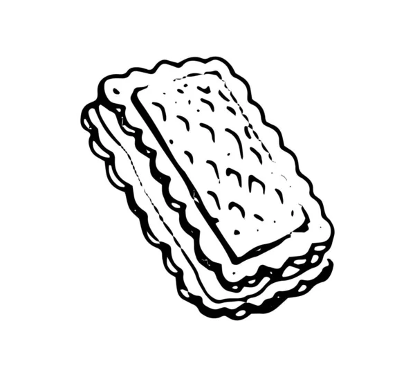 Waffle 또는 biscuit vector sketch icon — 스톡 벡터