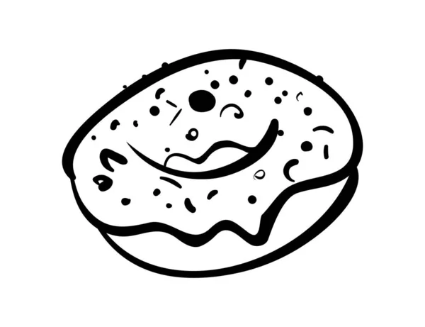 Donut Mano Disegnato Icona Scarabocchio Illustrazione Schizzo Vettoriale Bagel Dolce — Vettoriale Stock