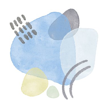 Pastel renklerde mavi suluboya lekeleri olan soyut arkaplan.