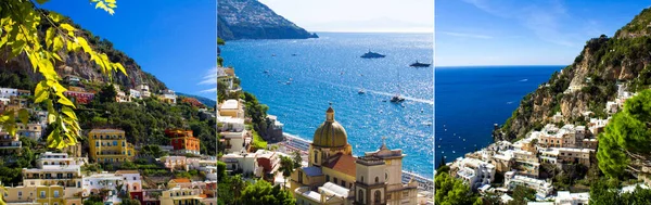 Koláž Města Moře Slunečného Dne Pozitivní Itálie — Stock fotografie