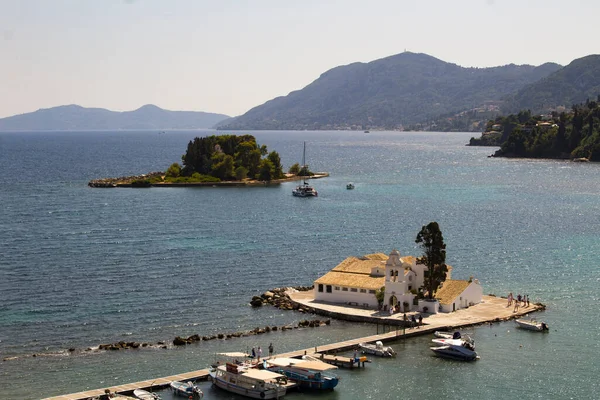 Панорамный Вид Острова Море Солнечный День Корреа Греция — стоковое фото