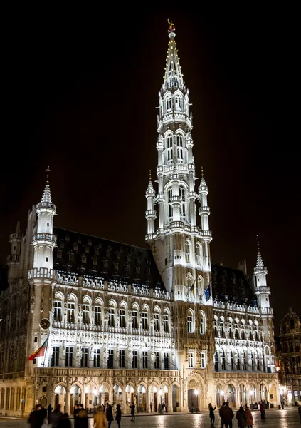 Municipio di Bruxelles di notte — Foto Stock