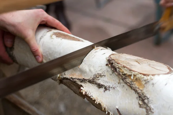 Sawing Birch (2) — Stock Photo, Image