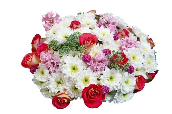 Bloemen arrangement, chrysant en rozen in bloemboeket — Stockfoto