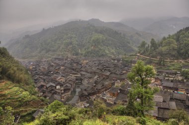 Zhaoxing Köyü Dong etnik azınlık, Guizhou, çene üzerinde Üstten Görünüm
