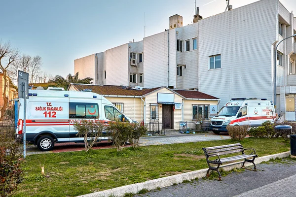 Istanbul Turkey February 2020 Ambulances Stand Hospital Buyukada Island One — Stock Photo, Image