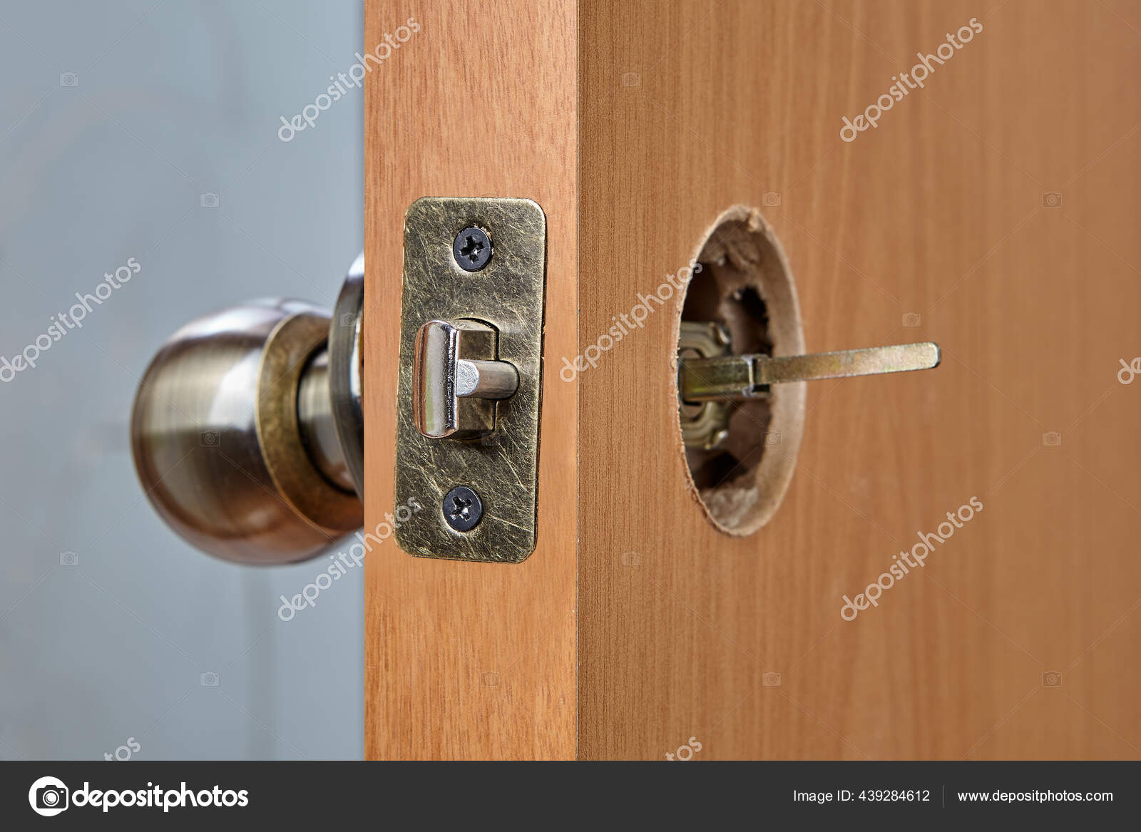 Broche Mécanisme Bouton Porte Est Visible L'arrière Porte