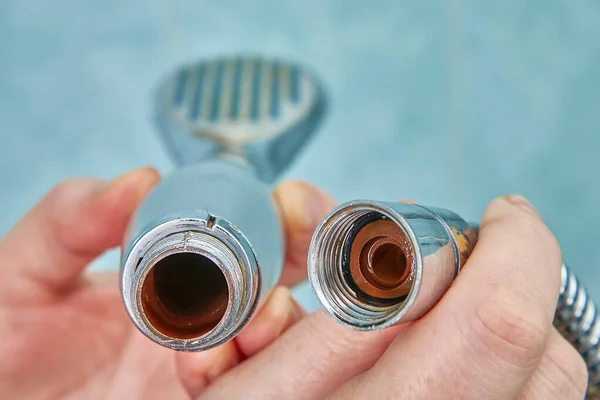 Rust Old Shower Head Being Disassembled — Stock Photo, Image