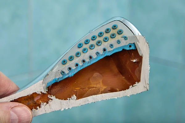 Cutaway Old Shower Head Reveals Rust — Stock Photo, Image