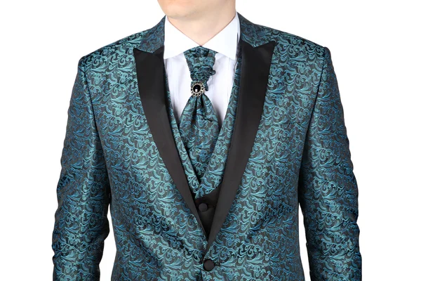 Men's wedding suit with floral patterned — Stock Photo, Image