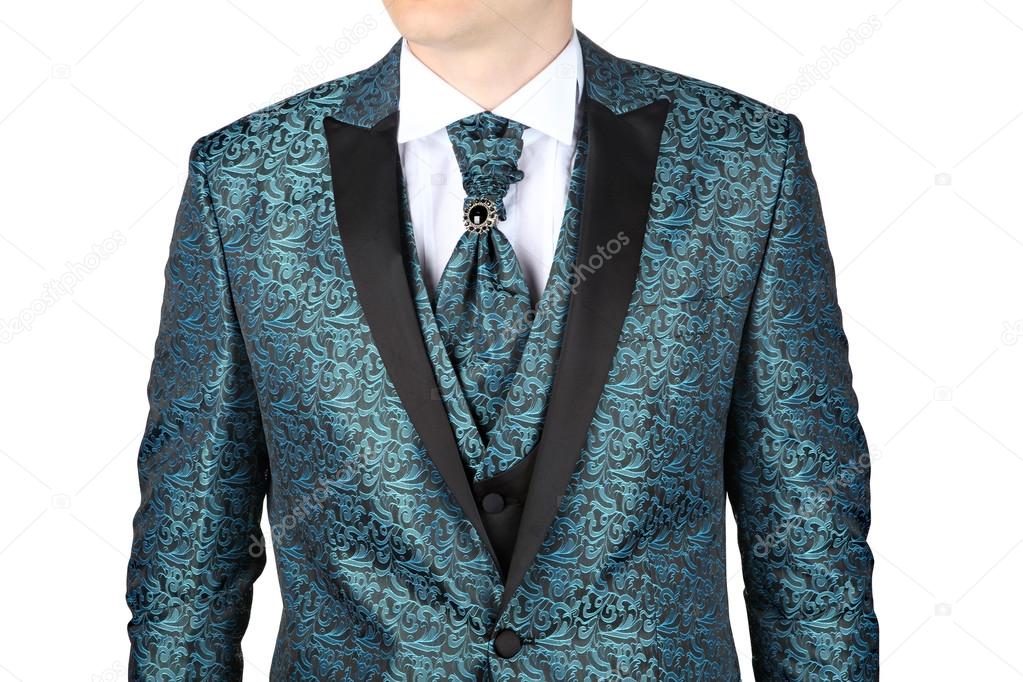 Men's wedding suit with floral patterned