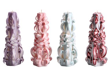 Dört Noel tatili parafin mum balmumu oyma, üzerinde izole