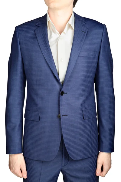Sapphire suit for men, with texture in small cells, isolated. — Stock Photo, Image