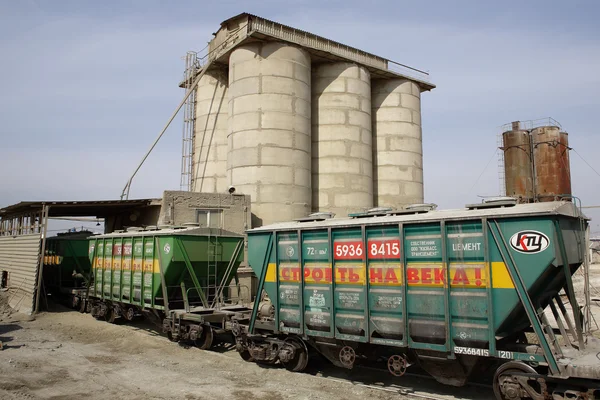 Railway tank wagon for transportation of cement — Stock Photo, Image