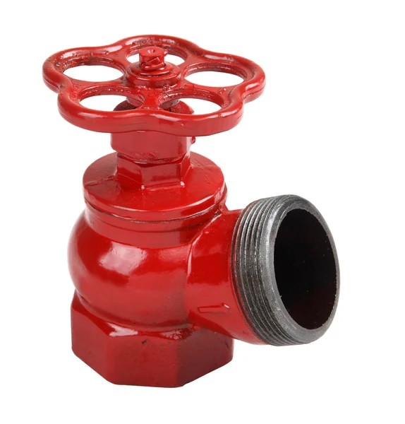 Red cast iron indoor fire hydrant valve with male thread — Stock Photo, Image