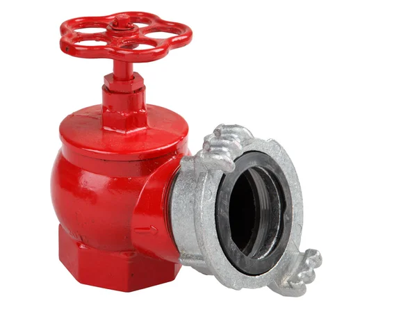 Iron hydrant valve with socket for connection of fire hose. — Stock Photo, Image