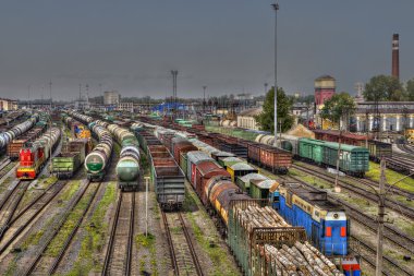 Marshalling yard cargo terminal of the Russian Railways, St. Petersburg. clipart