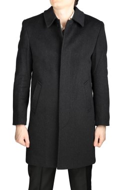 Man gray wool coat, isolated on a white background.