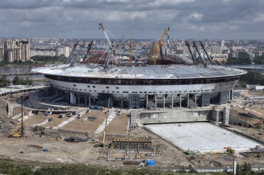 Üstten Görünüm inşaat spor tesisleri, yeni modern Futbol Stadyumu