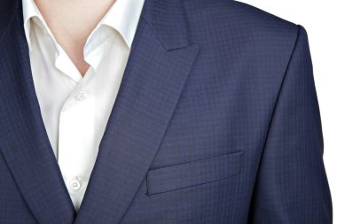 Kruvaze erkek blazer bir lacivert küçük kareli desenli.