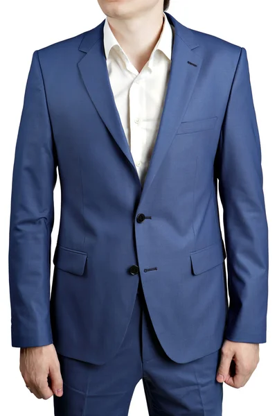 Oceano azul mancha terno elegante, com blazer com dois botões . — Fotografia de Stock