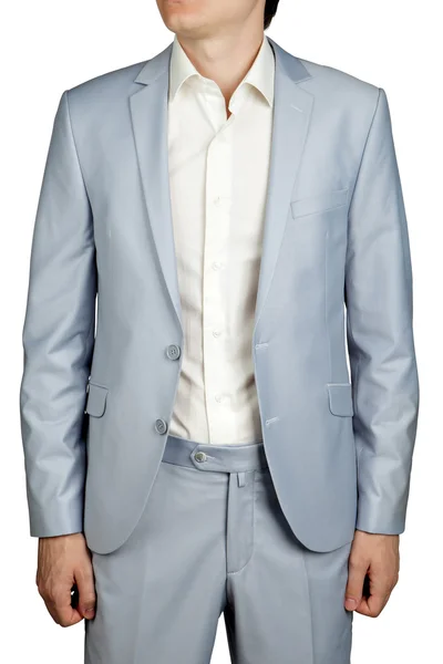 Robe de bal pour homme, blazer et pantalon pastel bleu clair . — Photo