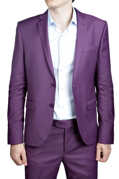 Roxo mens casamento traje, blazer e calças, isolado no wh — Fotografia de Stock