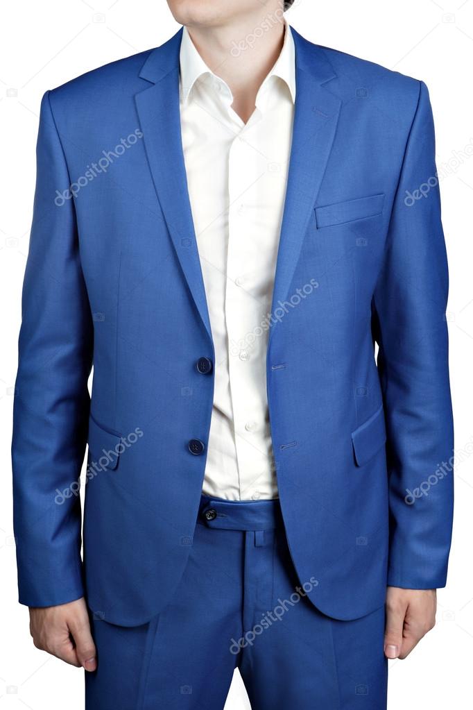 Undone two-button men dress bridegroom or prom, light blue color