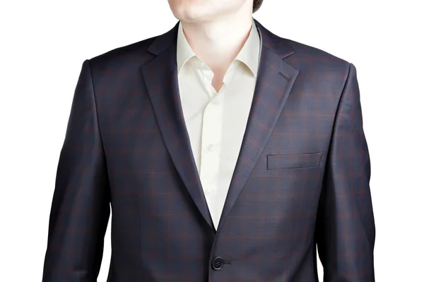 Close-up mens Brown xadrez com azul windowpane terno . — Fotografia de Stock