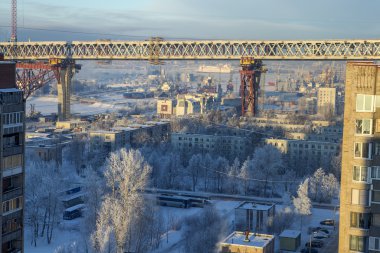 Kanonersky Adası, Saint-Petersburg, Rusya, hız karayolu Üstgeçit inşaatı.