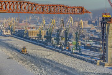 Saint Petersburg, Rusya'nın kış deniz noktasının Üstten Görünüm.