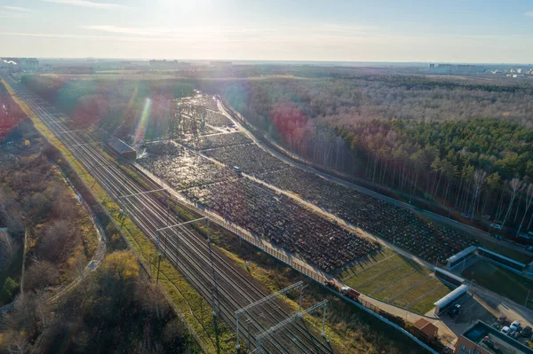 Aerial view of fresh graves in the Butovo cemetery on the outskirts of Moscow on November 09, 2020.