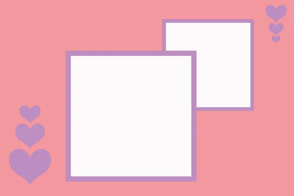 Pink Frame Copy Space Smooth Pink Background Two Purple Frames — Stock Photo, Image