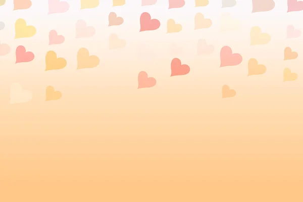 Peach Background Hearts Hearts Fall Empty Space Text Abstraction Lovers — Stock Photo, Image