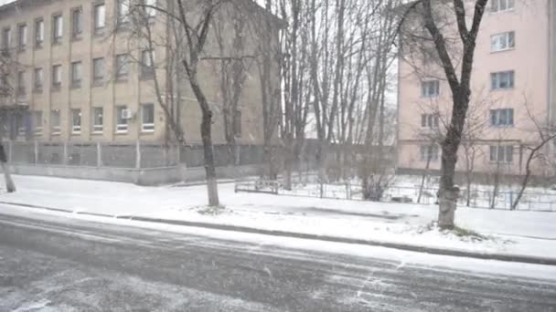 Şehirde kar yağıyor — Stok video