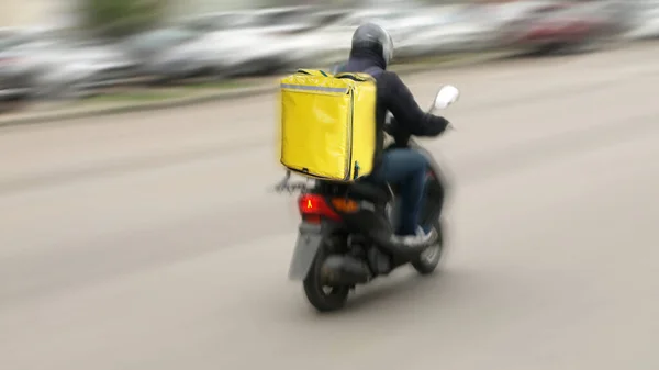 Motion Blur Scooter Rides City Street — Stock Photo, Image