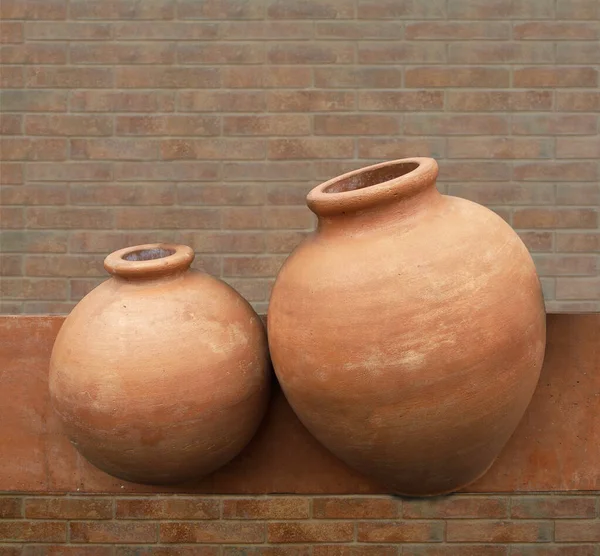 Close Handmade Pottery Brick Wall Background — Stock Photo, Image