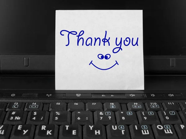 Thank You Note Black Keyboard — Stock Photo, Image