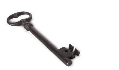 Beyaz arkaplanda vintage anahtar 