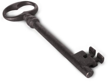 Beyaz arkaplanda vintage anahtar 