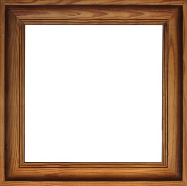 Beyaz arkaplanda kare kahverengi ahşap çerçeve 