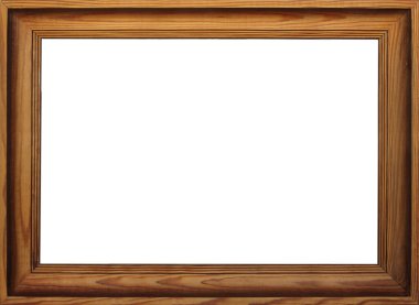 Beyaz arkaplanda yatay kahverengi ahşap çerçeve 