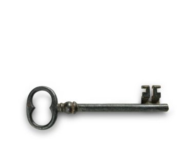 Beyaz arkaplanda vintage anahtar 