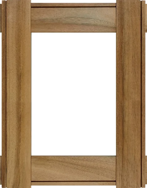 Verticaal Houten Frame Van Platte Platen Witte Ondergrond — Stockfoto