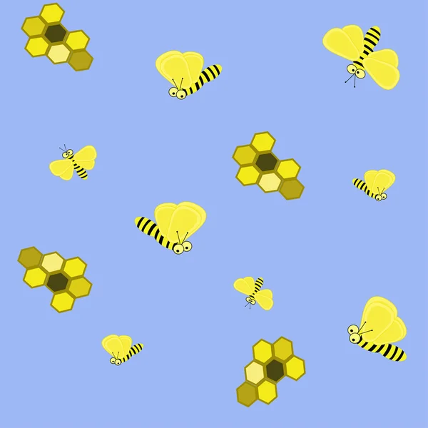 Sin costuras de abejas y panales . — Vector de stock